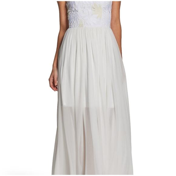 Dress The Population Asha Lace and Chiffon Maxi Dress in White and Ivory, Size S - Picture 8 of 14